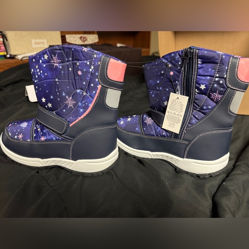 Kushyshoo Kids Snow Boots Waterproof Blue Star Winter Boot Little Kid Size 3